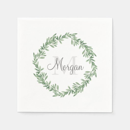 Watercolor Rosemary Wreath Serviette (Vorderseite)