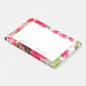 Watercolor-Rosen-Blumen-eleganter Handskript-Name Post-it Klebezettel (angewinkelt)