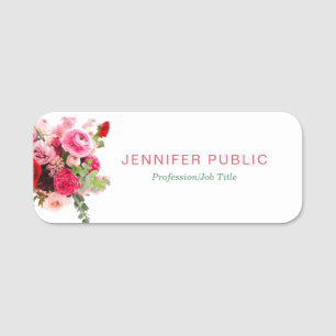 Watercolor-Rosen-Blumen-moderne Blumenschablone Namensschild