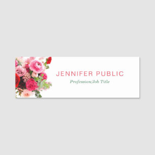 Watercolor-Rosen-Blumen-moderne Blumenschablone Namensschild