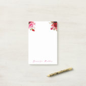 Watercolor-Rosen-Blumenhandschrifts-Namen-Text Post-it Klebezettel (Auf Schreibtisch)