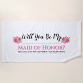 Watercolor-Rosen-Blumenhochzeit der Mädchen-Ehre| Strandtuch (Vorderseite)