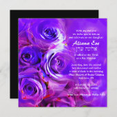 WATERCOLOR-ROSEN NEONschläger Mitzvah Einladung (Vorne/Hinten)