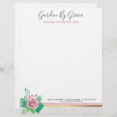 Watercolor-Rosen u. rustikale hölzerne Shabby Briefbogen (Vorne/Hinten)