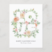 Watercolor Roses and Greenery LOVE Valentine's Day Postkarte (Vorderseite)