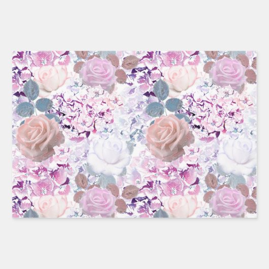 Watercolor roses and hydrangeas. geschenkpapier set (Vorderseite)