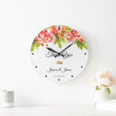 Watercolor Roses Arrangement Thank You Große Wanduhr (Zuhause)