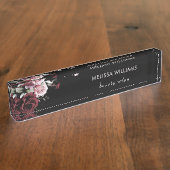 Watercolor Roses Black Background Namensplakette (Seite)