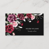Watercolor Roses Black Background Visitenkarte (Vorderseite)