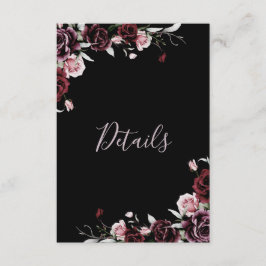 Watercolor Roses Black Floral Details Begleitkarte