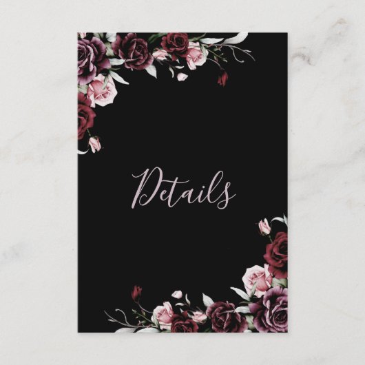 Watercolor Roses Black Floral Details Begleitkarte (Vorderseite)