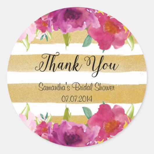 Watercolor Roses Bridal Shower Sticker (Vorderseite)