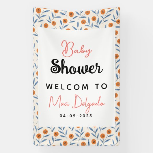 Watercolor Roses & Eucalyptus Baby Shower Banner (Vertikal)