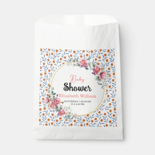 Watercolor Roses & Eucalyptus Baby Shower Geschenktütchen (Vorderseite)