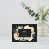 Watercolor Roses Frame Black Visitenkarte (Stehend Vorderseite)