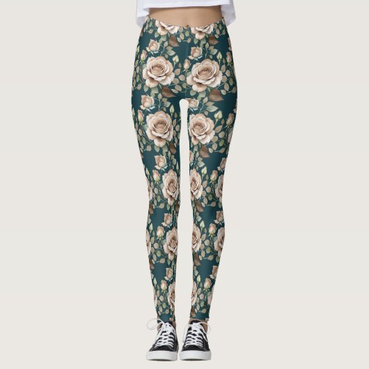 Watercolor Roses In Pale Shades Leggings (Vorderseite)