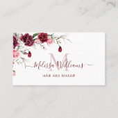Watercolor Roses Monogram Black Visitenkarte (Vorderseite)