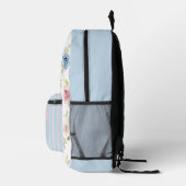 Watercolor Roses Pastel Stripe Initial Backpack Bedruckter Rucksack (Rechts)