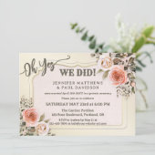 Watercolor Roses Photo After Wedding Einladung (Stehend Vorderseite)