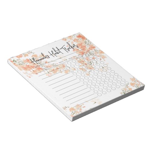 Watercolor Rosy Minimal Script Habit Tracker Notizblock (angewinkelt)