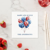 Watercolor Rot Blue Ballons USA Flagge 4. Juli Serviette (Beispiel)