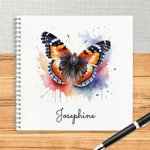 Watercolor Roter Admiral Schmetterling Personalisi Notizblock