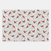 Watercolor Roter Kardinal Weihnachten Winter Geschenkpapier Set (Vorderseite)
