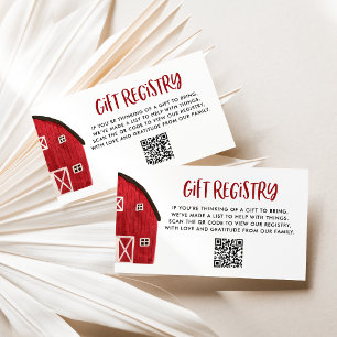 Watercolor-Rotes-Scheunen-Baby-Shower-QR-Code-Gesc Begleitkarte
