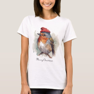 Watercolor-Rotkehlchen-Urlaubs-Boutique-Mode T-Shirt