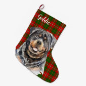 Watercolor Rottweiler Hund Personalisiert Großer Weihnachtsstrumpf (Vorderansicht (hängend))