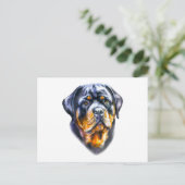 Watercolor Rottweiler Postkarte (Stehend Vorderseite)