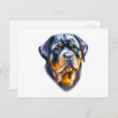 Watercolor Rottweiler Postkarte (Vorne/Hinten)
