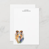 Watercolor Rough Collie Personalisiert Danke Mitteilungskarte (Vorne/Hinten)