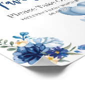 Watercolor Royal Blue Teddy Bear Balloon Poster (Ecke)