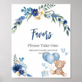 Watercolor Royal Blue Teddy Bear Balloon Poster (Vorne)
