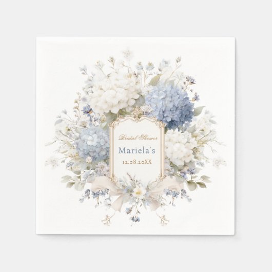  Watercolor Royal Botanique Hydrangea Bridal showe Serviette (Vorderseite)