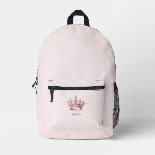  Watercolor Royal Crown Pink Bow Dots  Bedruckter Rucksack (Vorderseite)