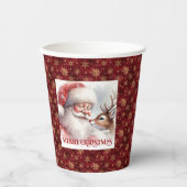 Watercolor Rudolph Santa Cute Christmas Party Cup Pappbecher (Vorderseite)