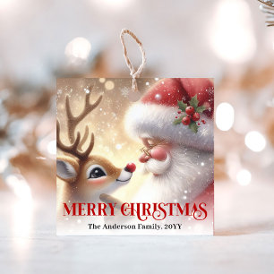 Watercolor-Rudolph-Santa-hübsches-Christmas-Gesche Geschenkanhänger