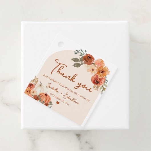 Watercolor Rustic Boho Fall Pumpkin Wedding Geschenkanhänger (Beispiel)