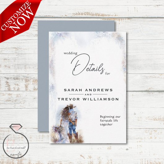 Watercolor Rustic Cowboy Wedding Begleitkarte