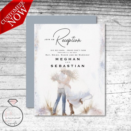 Watercolor Rustic Cowboy Wedding Begleitkarte