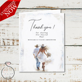 Watercolor Rustic Cowboy Wedding Dankeskarte