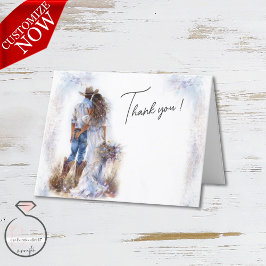 Watercolor Rustic Cowboy Wedding Dankeskarte
