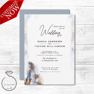 Watercolor Rustic Cowboy Wedding Einladung