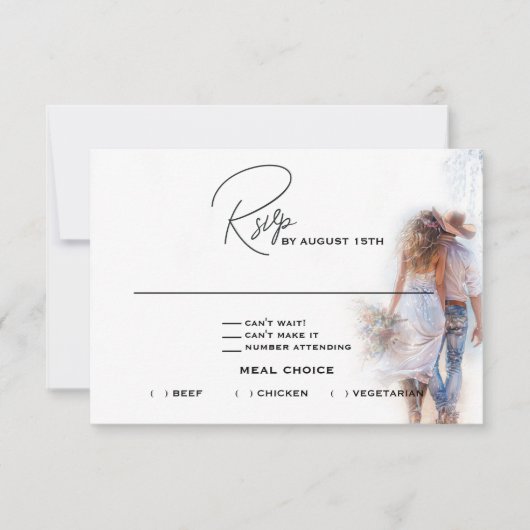 Watercolor Rustic Cowboy Wedding RSVP Karte (Vorderseite)