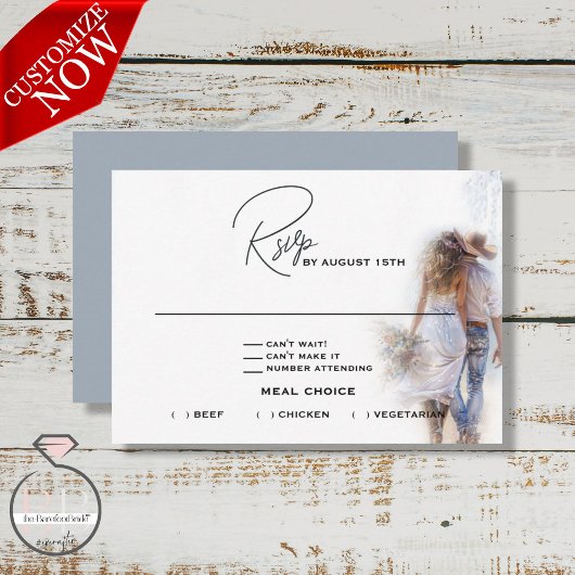 Watercolor Rustic Cowboy Wedding RSVP Karte