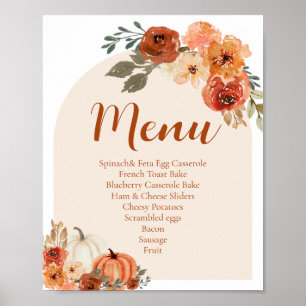 Watercolor Rustic Fall Pumpkin Autumn Menü Zeichen Poster