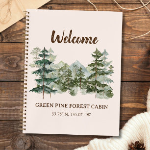 Watercolor Rustic Forest Ferienhaus-Gästebuch Notizblock