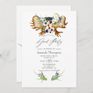 Watercolor Rustic Forest Graduation Party Einladung